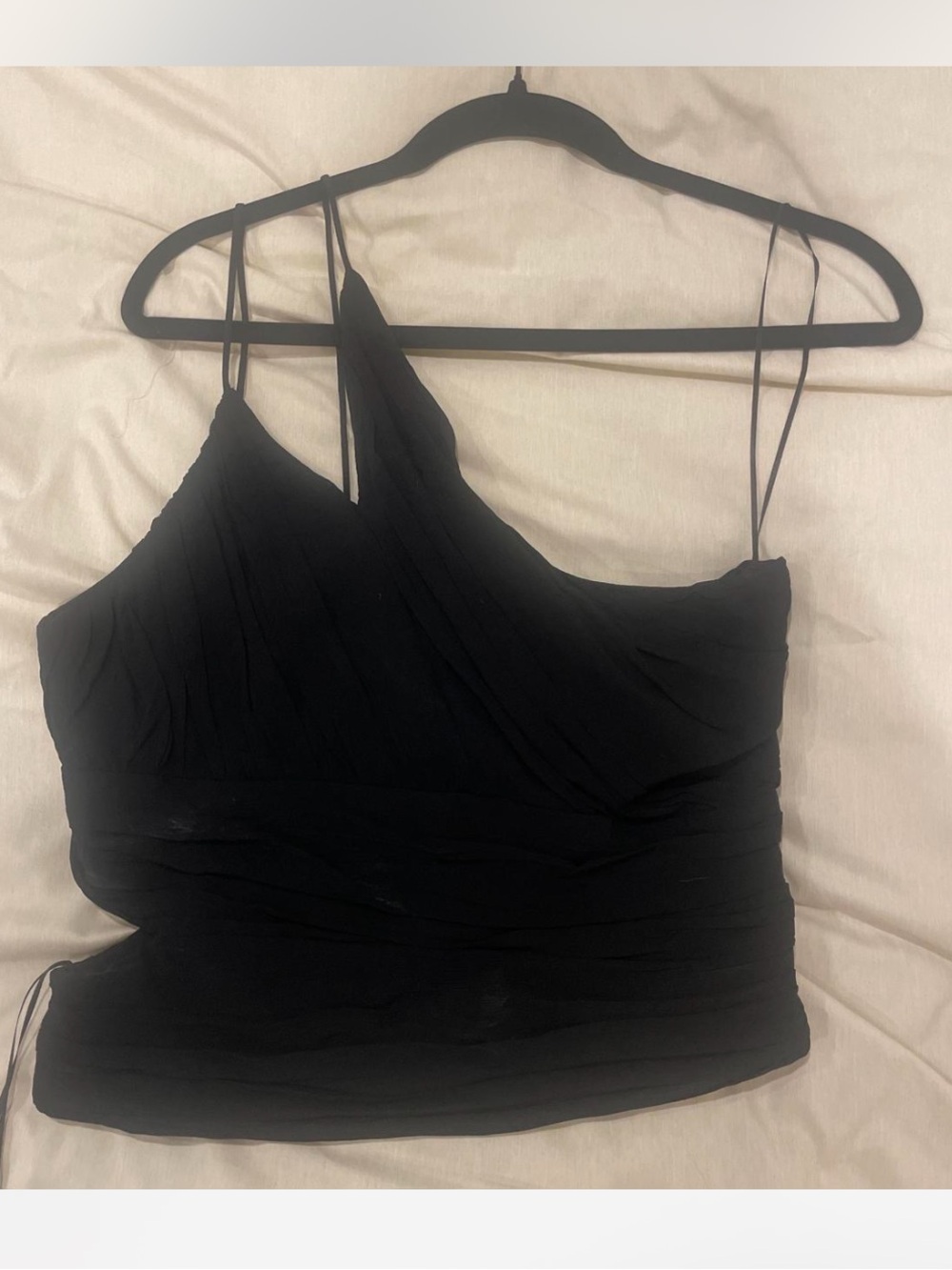 Zara Black Asymmetric One-Shoulder Camisole